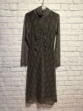 Rafaella ELLA High-Neck Mesh Leopard Print Midi Dress - Medium
